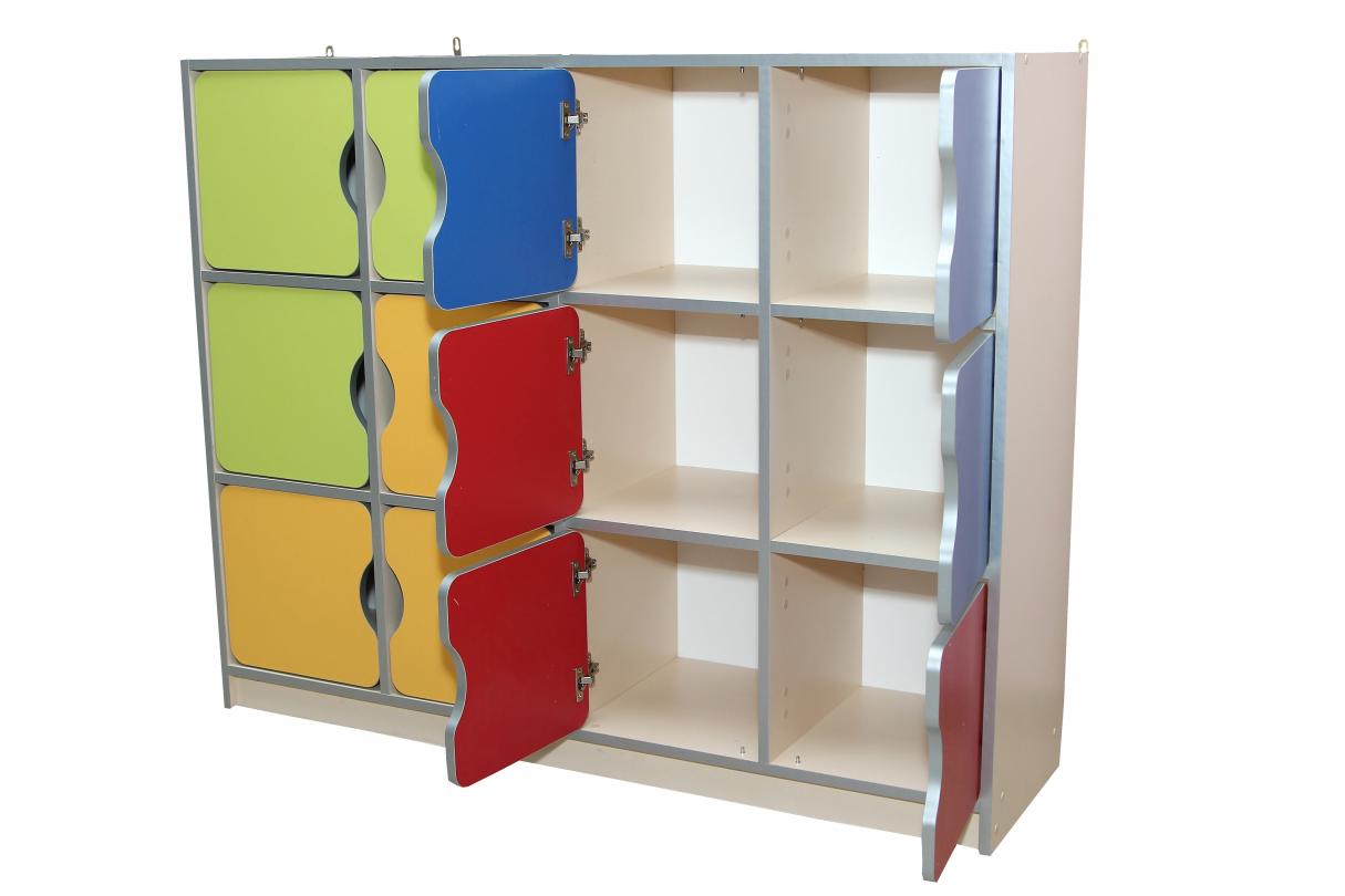 Шафа дитяча "Мозаїка" закрита на 12 відділень для одягу, взуття, супутніх речей,з ламінованої ДСП ,(ТОВ ‘’АЛМАНТ’’),1296х350х1040 мм.